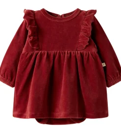 Lil Atelier Kjoler*Lil' Atelier Kjolebody l/æ - Velour - NbfSaga - Red Dahlia