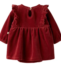 Lil Atelier Kjoler*Lil' Atelier Kjolebody l/æ - Velour - NbfSaga - Red Dahlia
