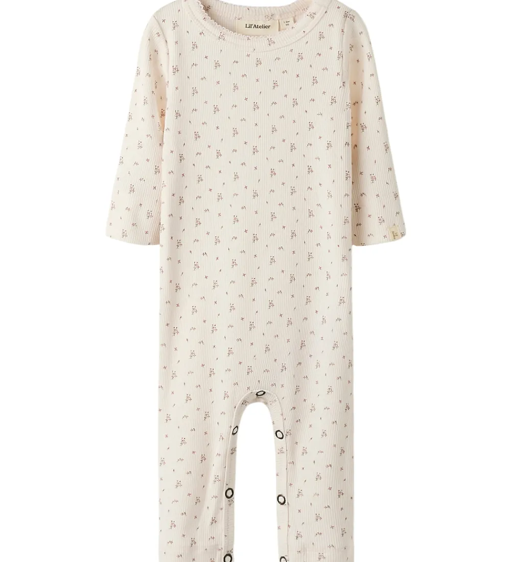 Lil Atelier Nattøj*Natdragt - Rib - NbfGago - Almost Mauve/Flowers