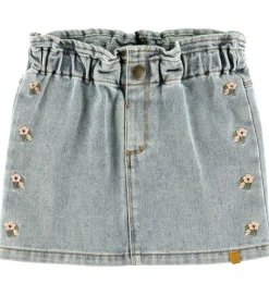 Lil Atelier Nederdele*Nederdel - NmfDarlee - Medium Blue Denim/Flower Emb