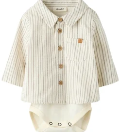 Bodyer-Lil Atelier Skjortebody l/æ - NbmFelixo - Turtledove/Sepia Tint