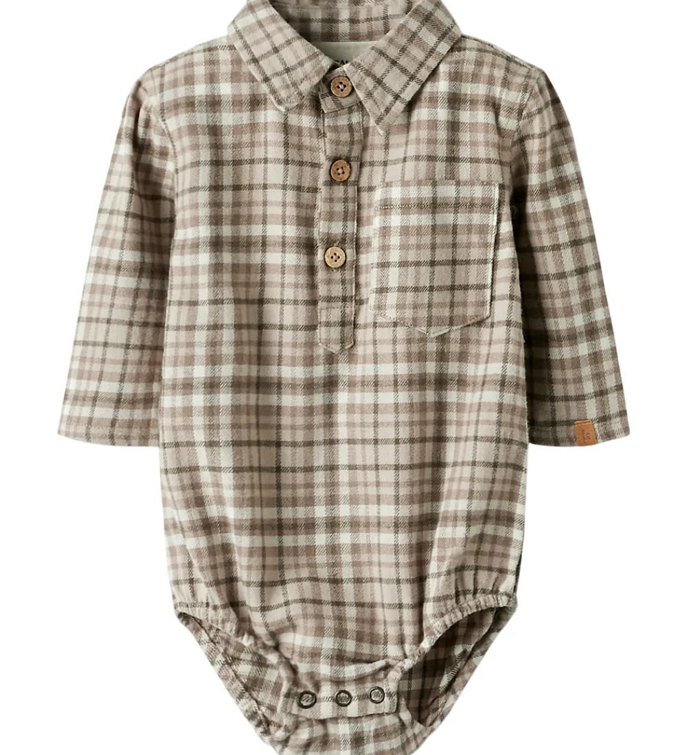 Bodyer-Lil Atelier Skjortebody l/æ - NbmRebel - Sepia Tint