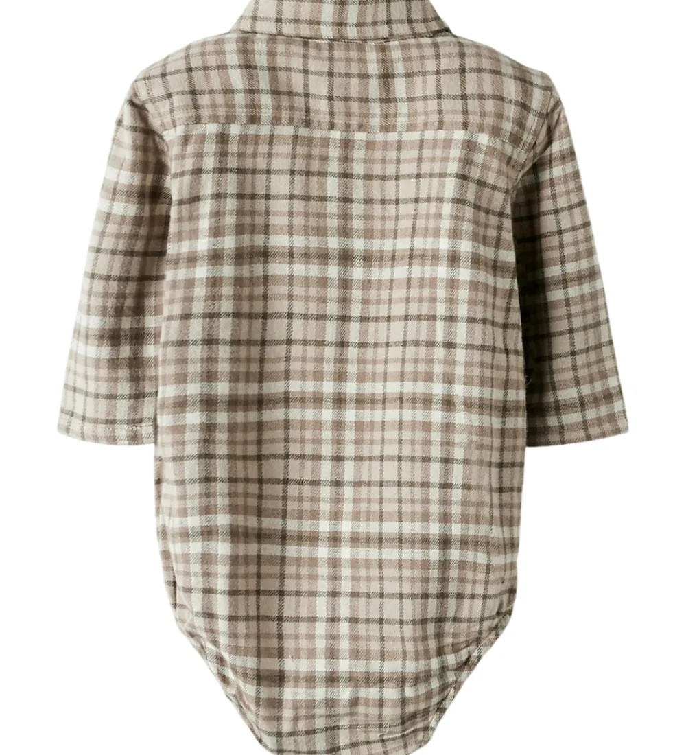 Bodyer-Lil Atelier Skjortebody l/æ - NbmRebel - Sepia Tint