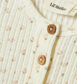 Sommerdragter-Lil Atelier Lil' Atelier Sommerdragt - Rib - NbfHulla - Coconut Milk m. Blom