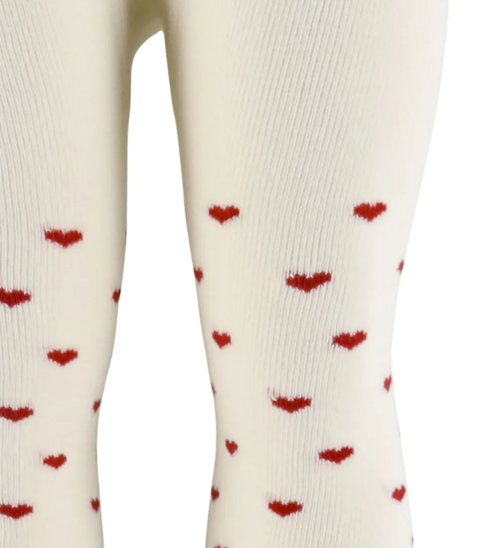 Lil Atelier Strømpebukser*Strømpebukser - NbfReba - Turtledove/Red Hearts