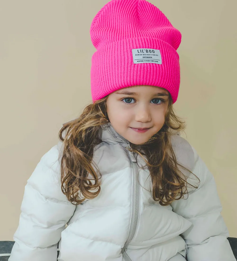 Lil' Boo Copenhagen Huer Og Hatte*Lil'Boo Copenhagen Hue - Rib/Strik - Hygge - Neon Pink