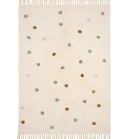 Little Dutch Tæpper|Gulvtæpper*Gulvtæppe - 120x170 cm - Beige m. Blå Prikker