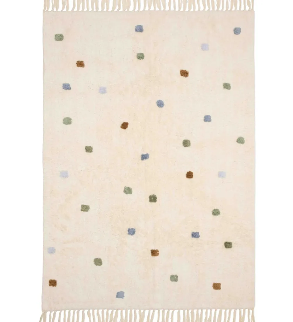 Little Dutch Tæpper|Gulvtæpper*Gulvtæppe - 120x170 cm - Beige m. Blå Prikker