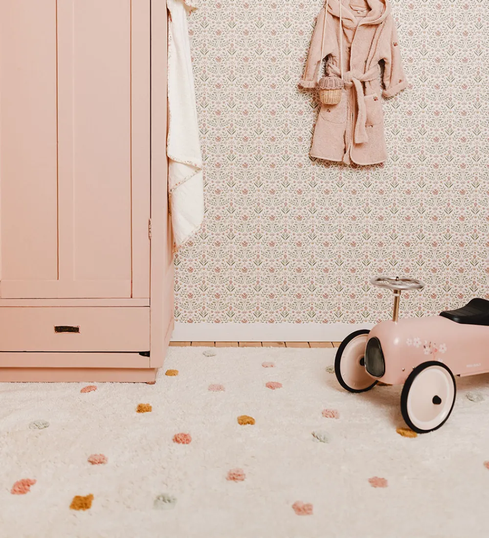 Tæpper|Gulvtæpper-Little Dutch Gulvtæppe - 120x170 cm - Beige m. Pink Prikker