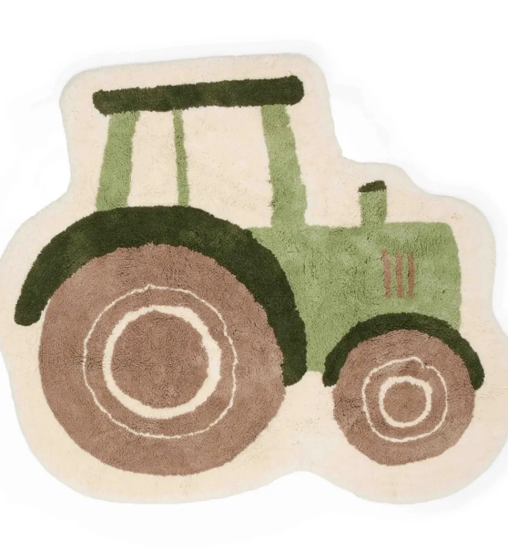 Tæpper|Gulvtæpper-Little Dutch Gulvtæppe - 100x110 cm - Olive m. Traktor