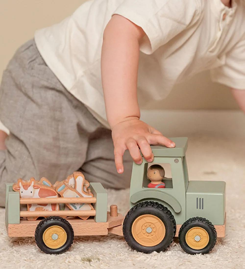 Traktorer-Little Dutch Traktor m. Trailer - Træ - Little Farm