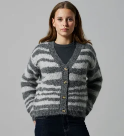 LMTD Cardigans*Cardigan - NlfNulos - Kort Strik - Dark Grey Melange