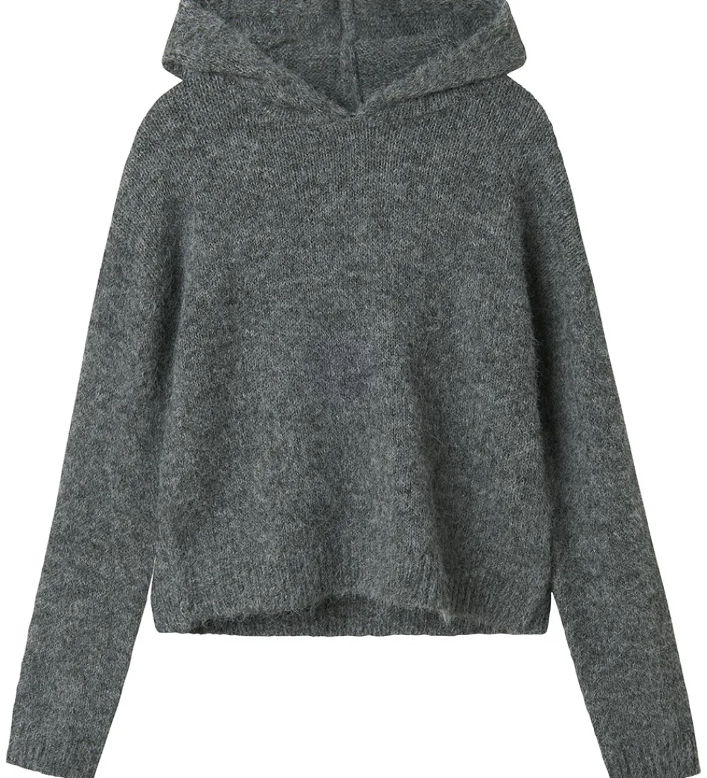 Hættetrøjer-LMTD Hættetrøje - Strik - NlfNulo - Dark Grey Melange
