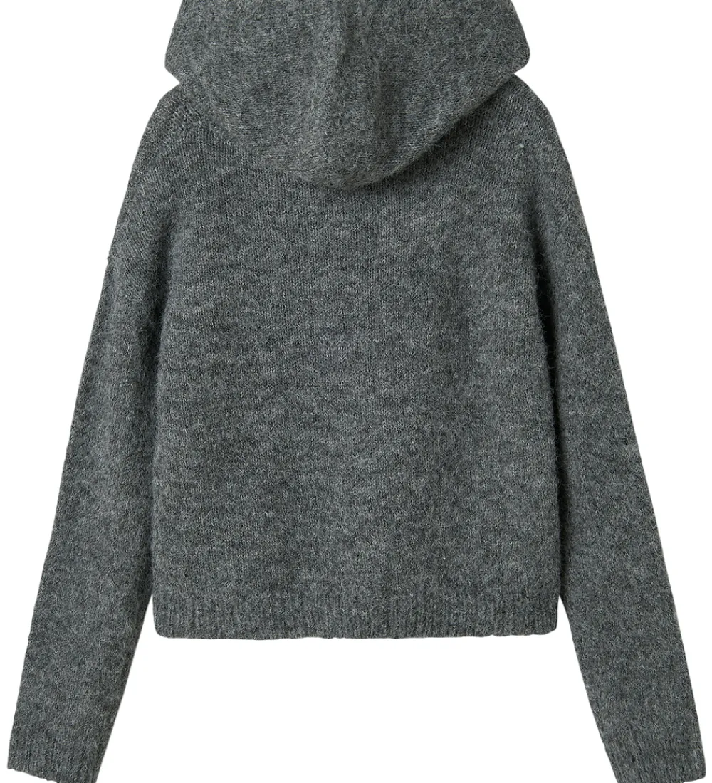 Hættetrøjer-LMTD Hættetrøje - Strik - NlfNulo - Dark Grey Melange