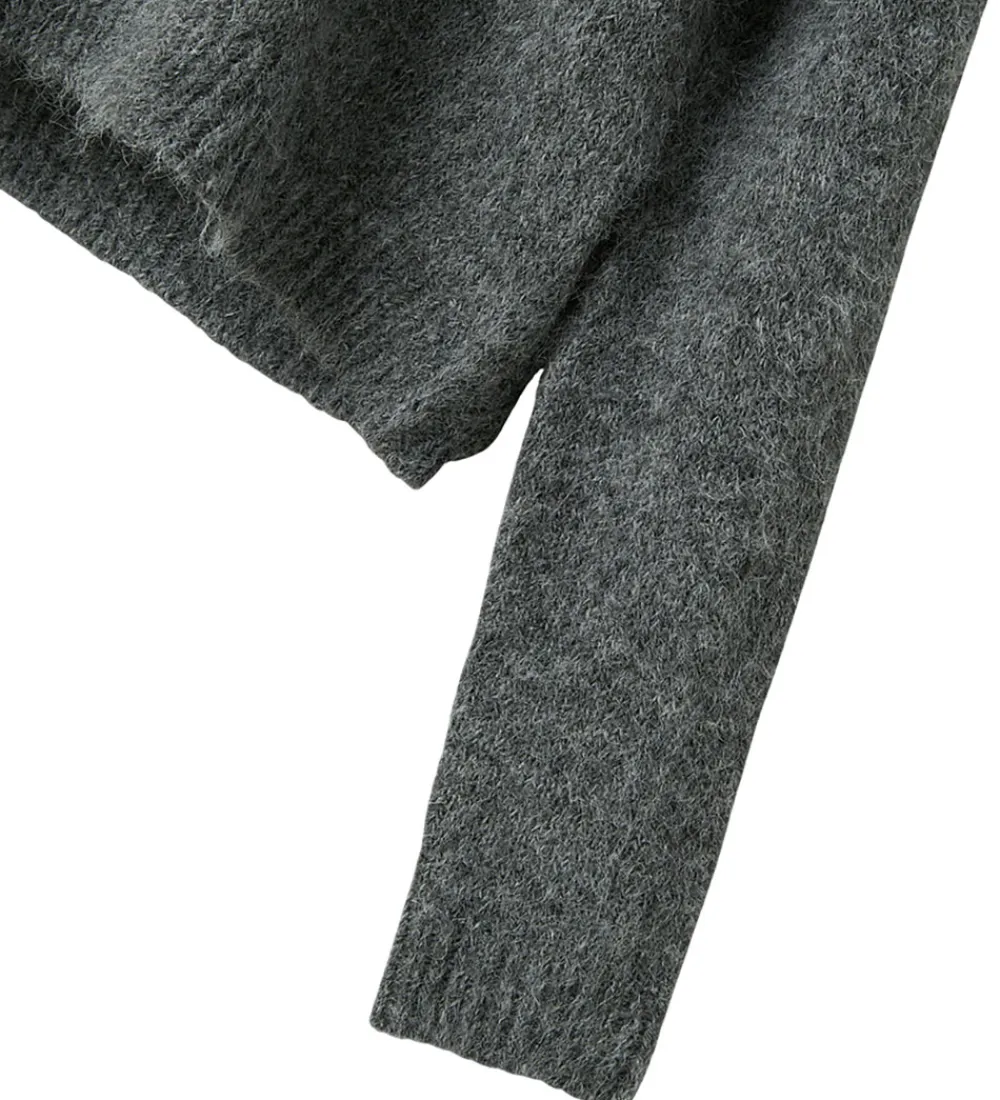 Hættetrøjer-LMTD Hættetrøje - Strik - NlfNulo - Dark Grey Melange