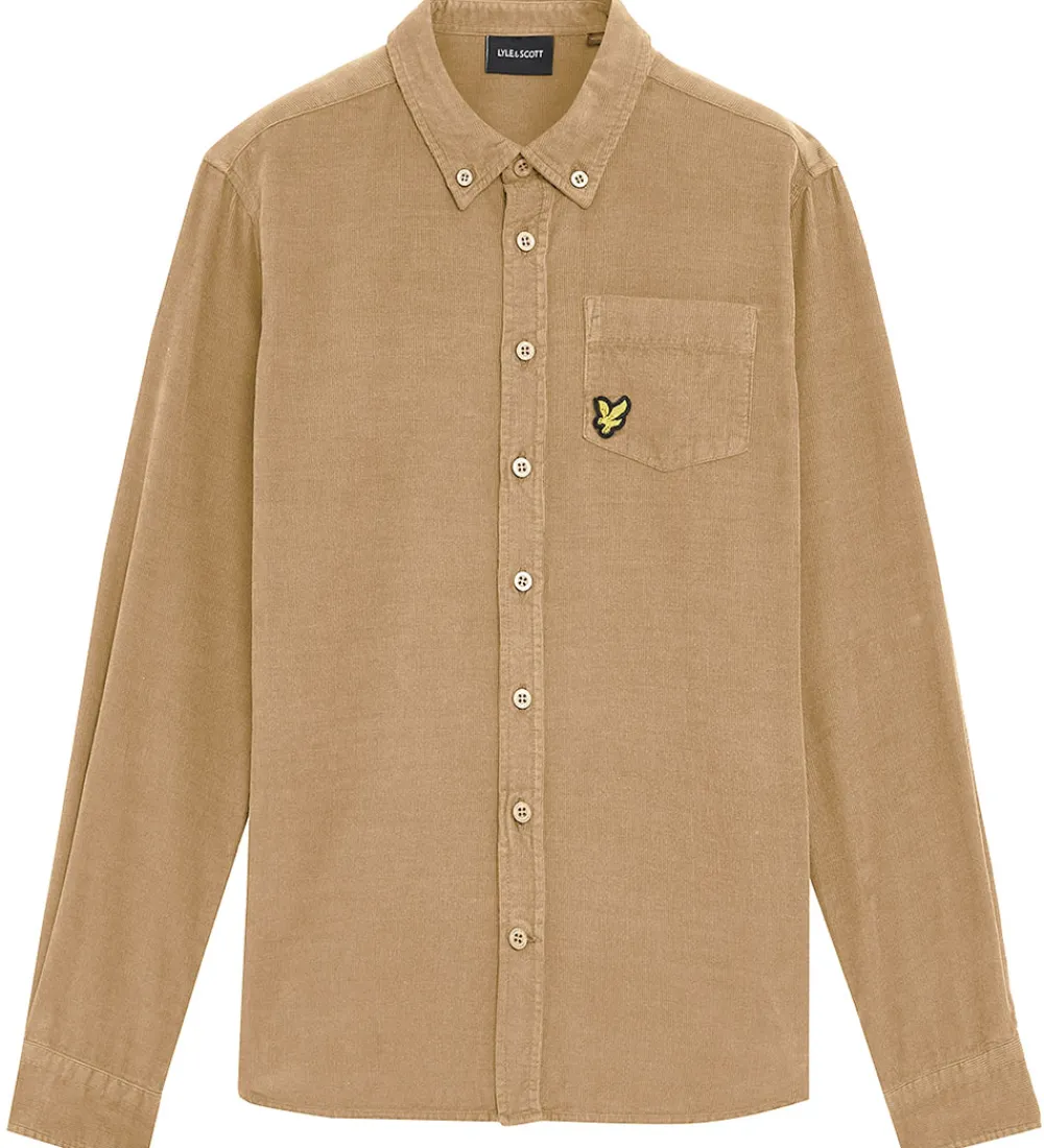 Lyle & Scott Konfirmationstøj*Skjorte - Fløjl - Needle Cord - Sand Storm