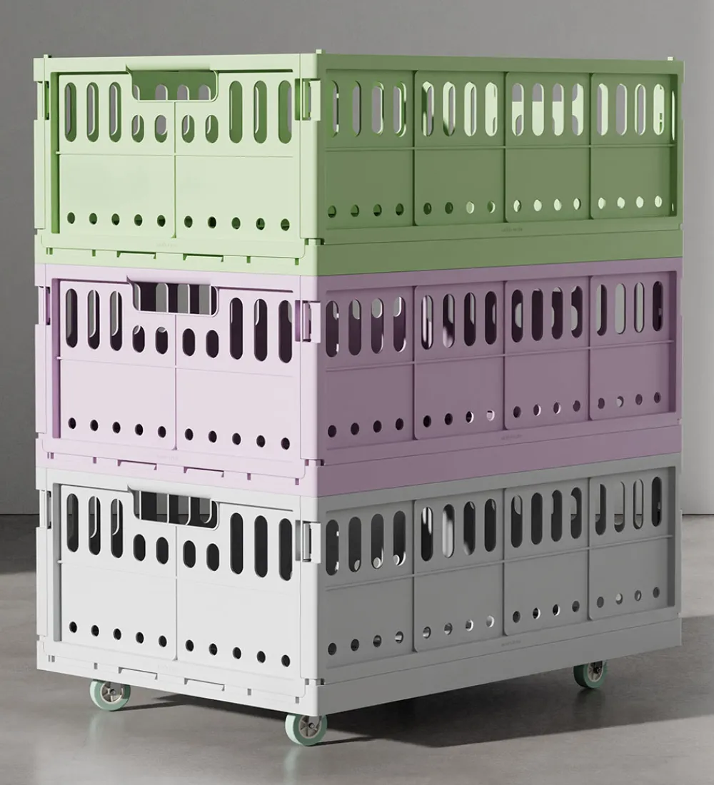 Made Crate Foldekasser|Opbevaring*Hjul - 4-pak - Minty