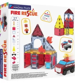 Magnetlegetøj|Konstruktionslegetøj-Magna-Tiles Magnetsæt - 27 Dele - Fire Rescue + MicroMAGS