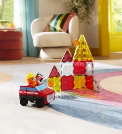 Magnetlegetøj|Konstruktionslegetøj-Magna-Tiles Magnetsæt - 27 Dele - Fire Rescue + MicroMAGS
