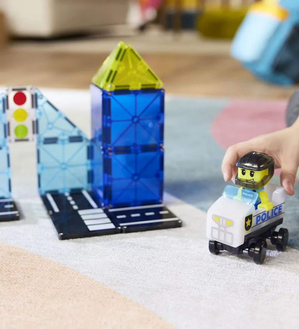 Magnetlegetøj|Konstruktionslegetøj-Magna-Tiles Magnetsæt - 20 Dele - Police Patrol