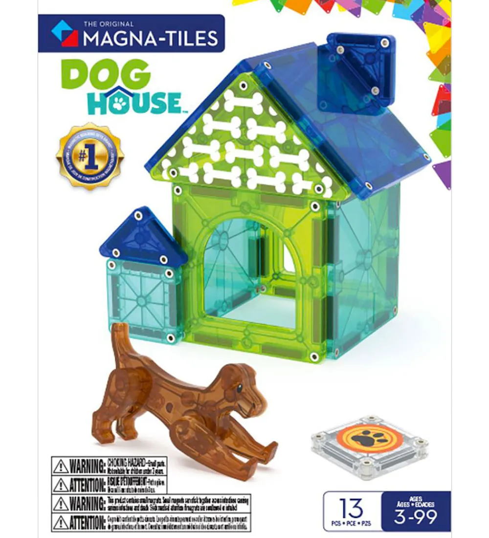 Magna-Tiles Magnetlegetøj|Konstruktionslegetøj*Magnetsæt - 13 Dele - Dog House + MicroMAGS