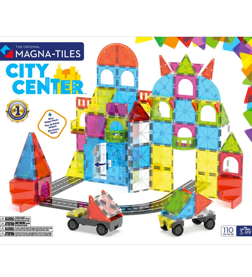 Magna-Tiles Magnetlegetøj|Konstruktionslegetøj*Magnetsæt - 110 Dele - City Center + MicroMAGS
