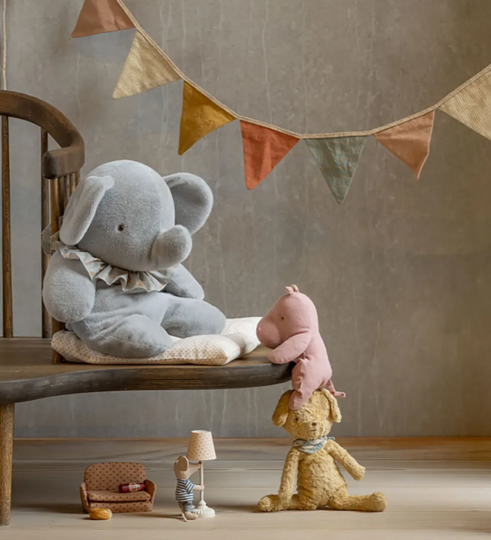 Bamser-Maileg Bamse - Plyselefant- Stor - Blå/Grå