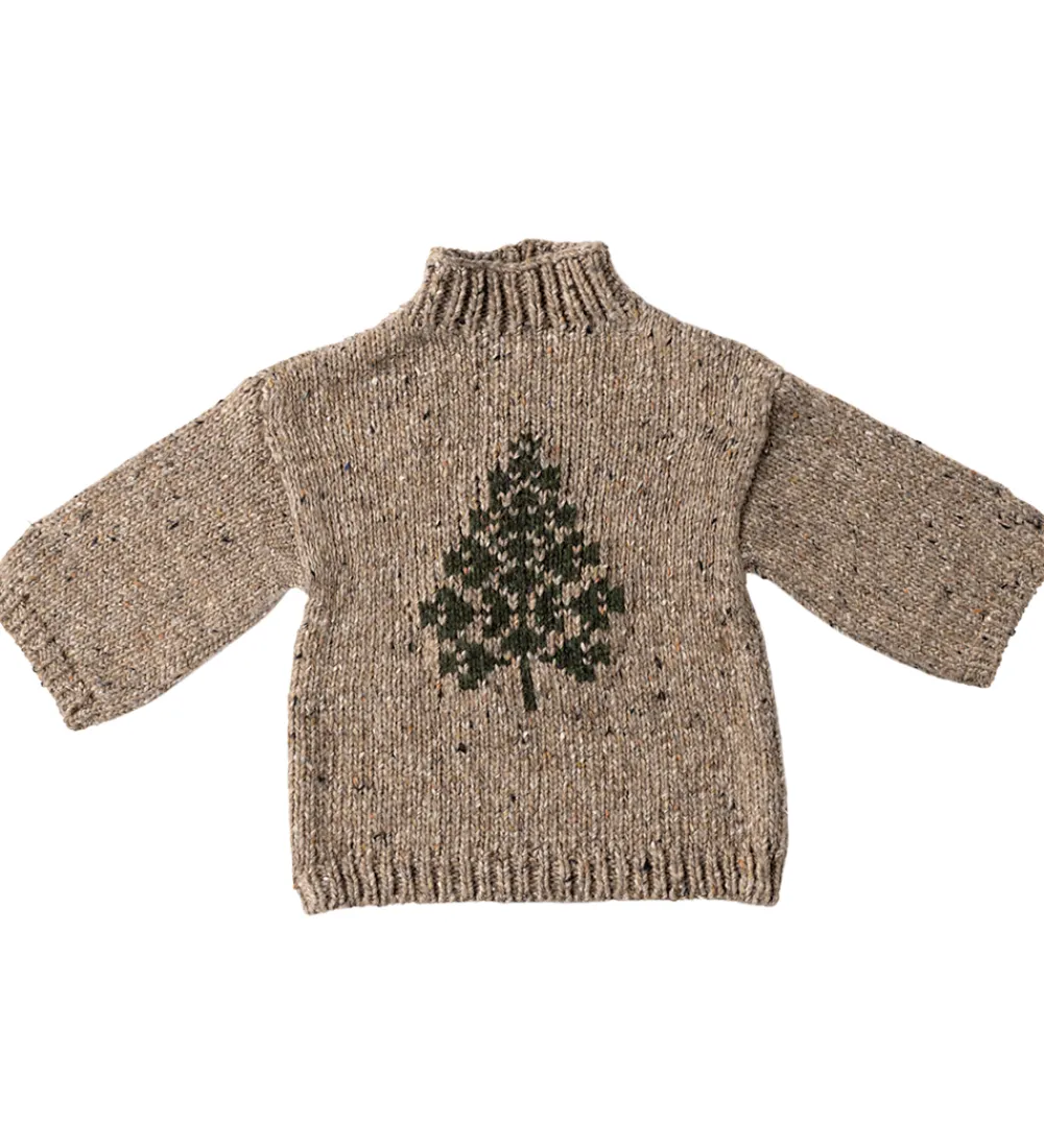 Maileg Julepynt*Julesweater til Nissedreng - str.6 - Beige/Juletræ