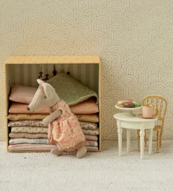 Dukker Og Tilbehør-Maileg Miniature Vintagebord - Mus - Råhvid