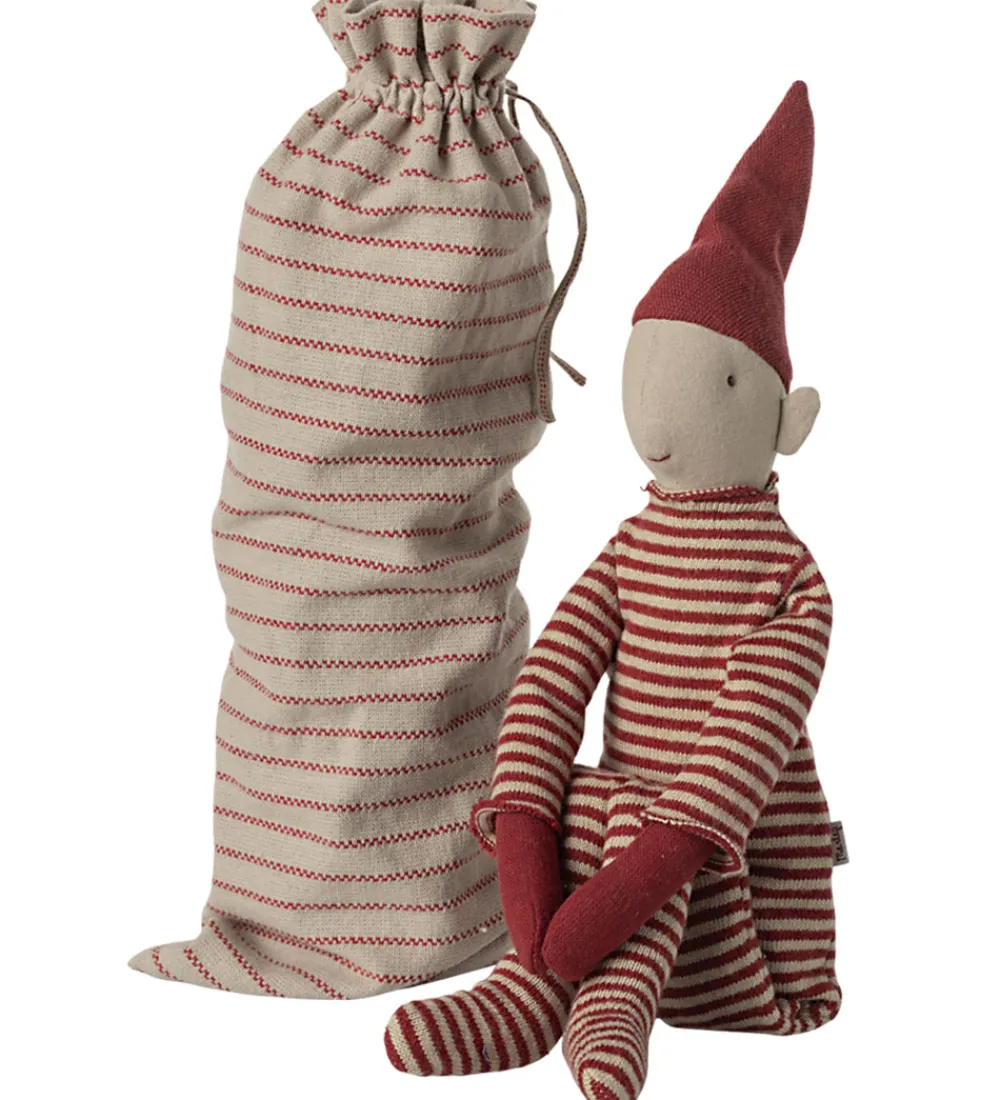 Julepynt-Maileg Nisse - Stor - 51 cm - Langbenet i Stofpose