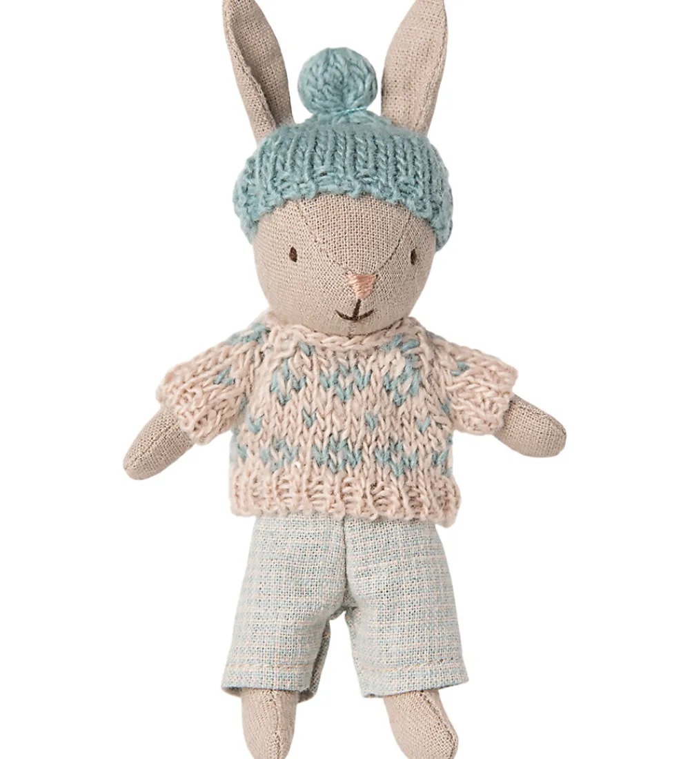 Dukker Og Tilbehør-Maileg Vinter Hare - Micro - Sand/Mint