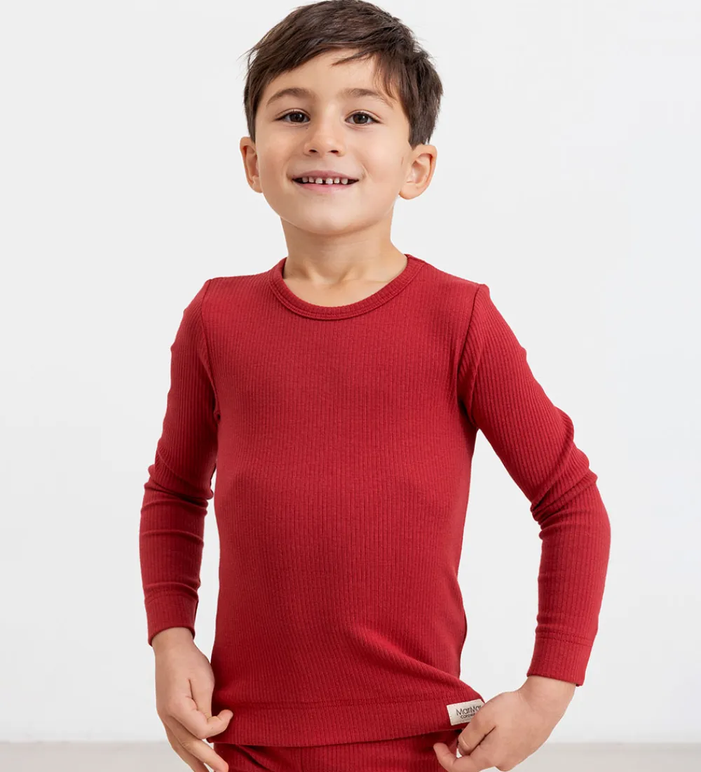 Juletøj-MarMar Bluse - Rib/Modal - Hibiscus Red