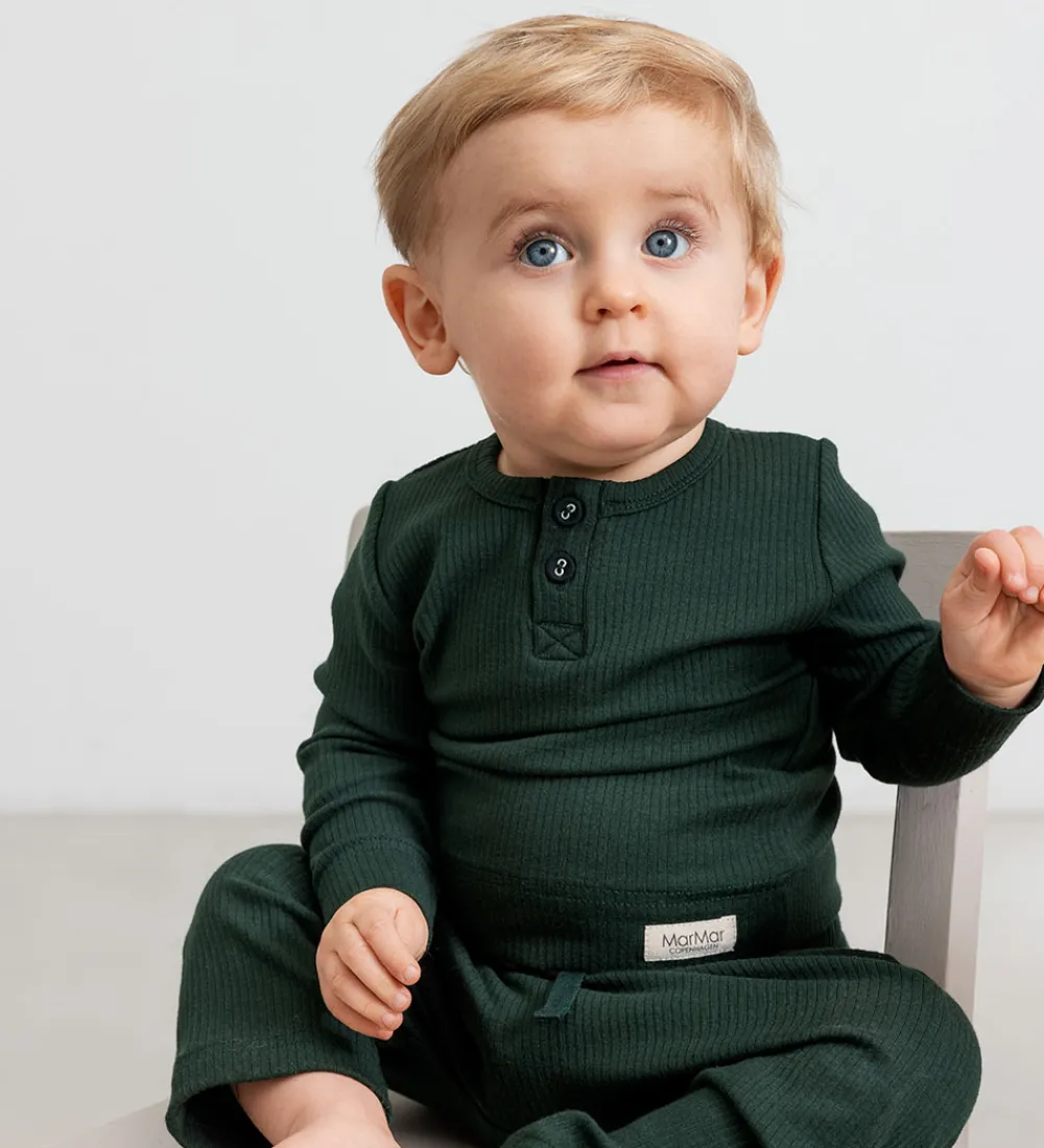 Juletøj|Bukser Og Jeans-MarMar Bukser - Rib/Modal - Pico - Dark Leaf