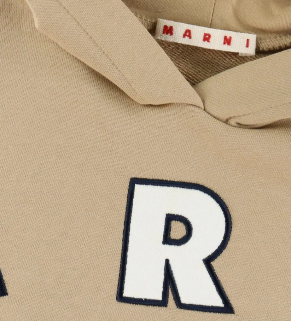 Hættetrøjer-Marni Hættetrøje - Cardboard Beige m. Logo