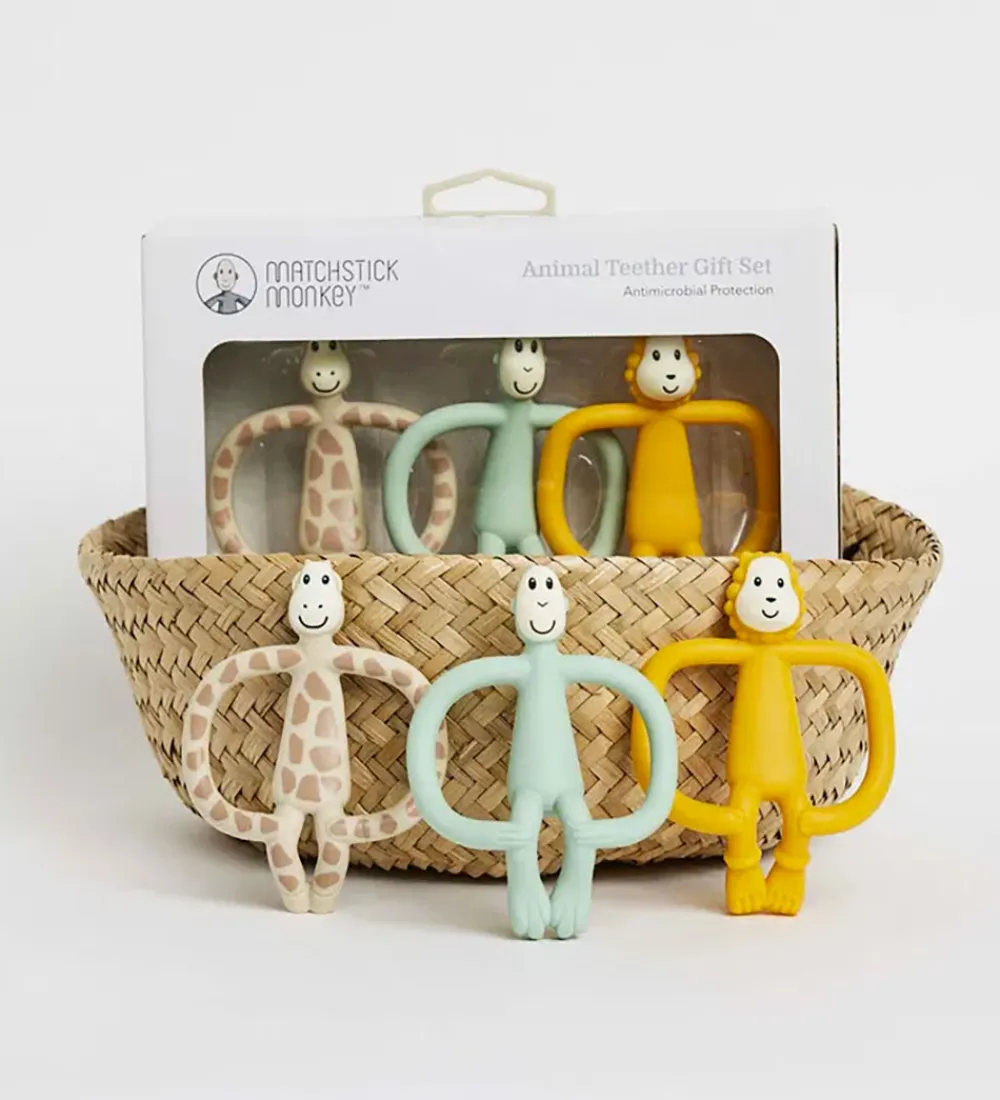 Matchstick Monkey Bideringe|Babylegetøj*Bideringe - 3-pak - Animal Teether Gift Set