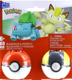 MEGA Bloks Byg Og Klodser*MEGA Pokémon - 60 Dele - Bulbasaur & Meowth