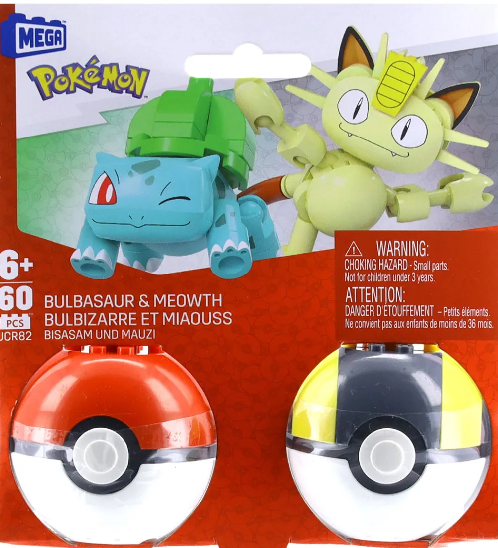 MEGA Bloks Byg Og Klodser*MEGA Pokémon - 60 Dele - Bulbasaur & Meowth