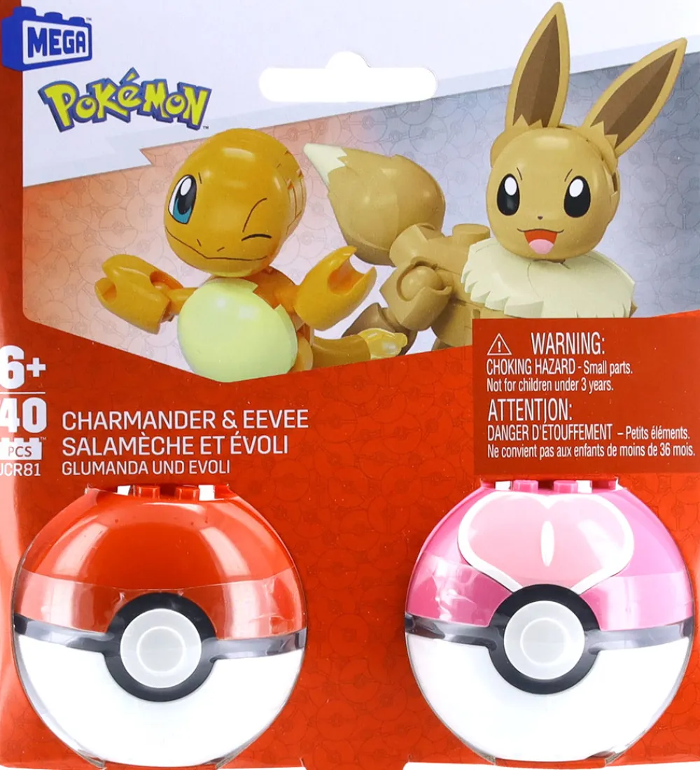 Byg Og Klodser-MEGA Bloks MEGA Pokémon - 40 Dele - Charmander & Eevee