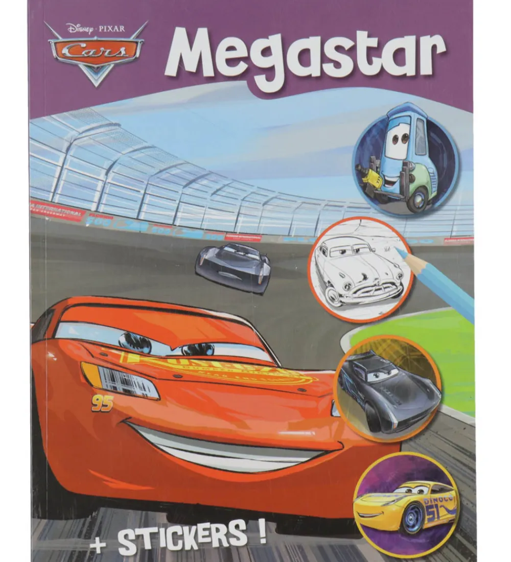 Megastar Malebog*Malebog m. Klistermærker - 128 Sider - Disney Cars