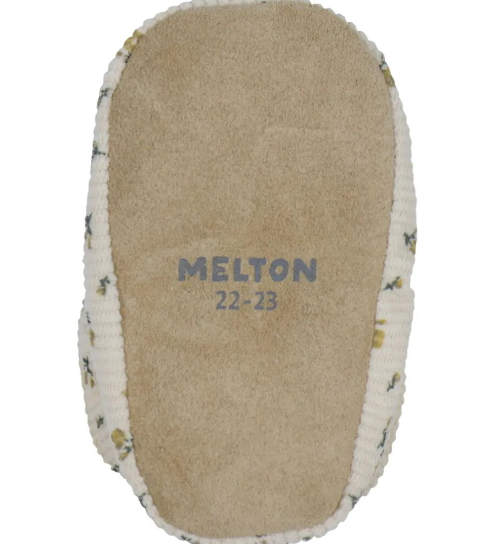 Melton Hjemmesko*Fløjlssko - Noos - Floral - Ecru