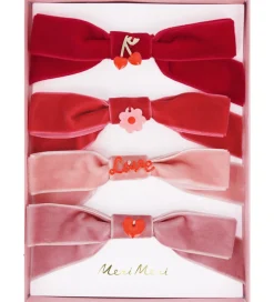 Meri Meri Hårspænder*Hårspænder - 4-pak - Velour - Sløjfer - 11,5 cm - Clip