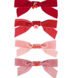 Meri Meri Hårspænder*Hårspænder - 4-pak - Velour - Sløjfer - 11,5 cm - Clip