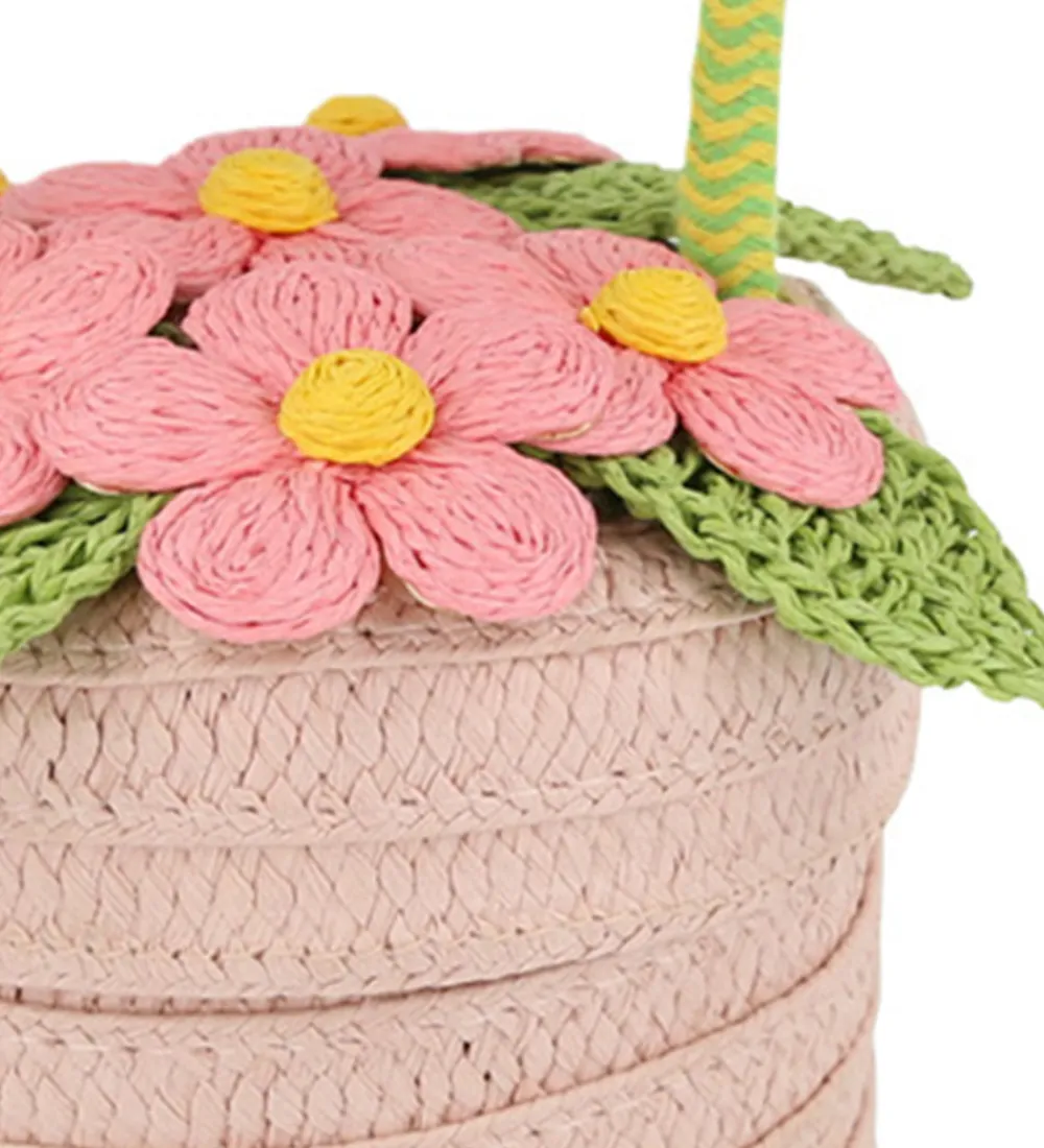 Meri Meri Kurve|Opbevaring*Stråtaske - Blomster - Kurv - 13x18 cm - Rosa