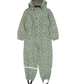 Regntøj-Mikk-Line Regndragt m. Fleece - PU - Iceberg Green m. Print