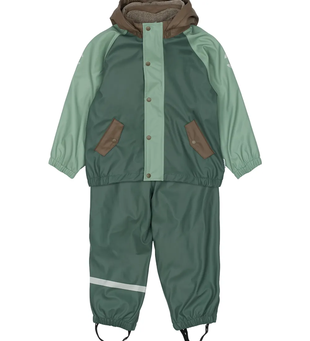 Regntøj-Mikk-Line Regntøj m. Fleece/Seler - PU - 3i1 - Balsam Green
