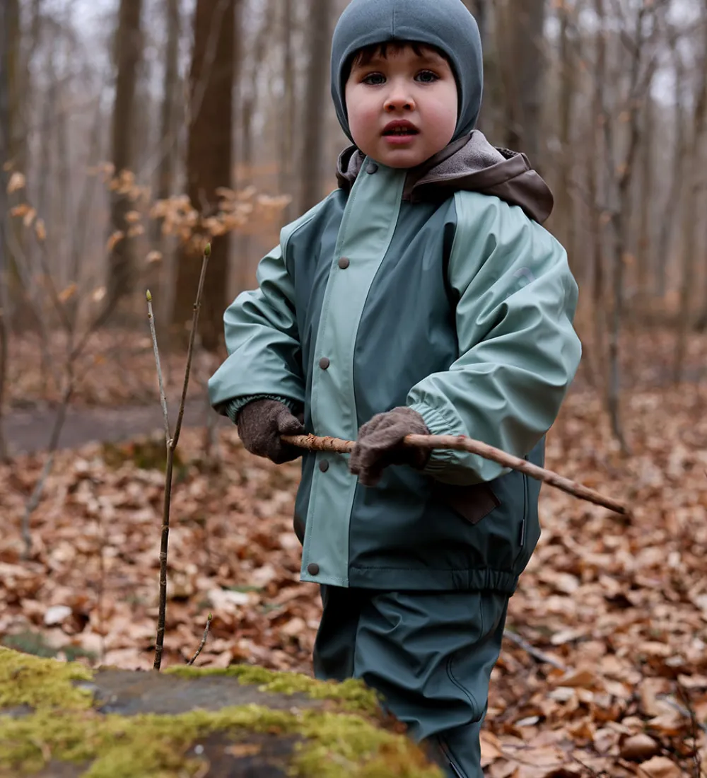 Regntøj-Mikk-Line Regntøj m. Fleece/Seler - PU - 3i1 - Balsam Green