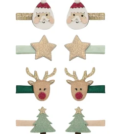 Hårspænder|Hårpynt-Mimi & Lula Hårklips - 8-pak - Mini Santa Christmas