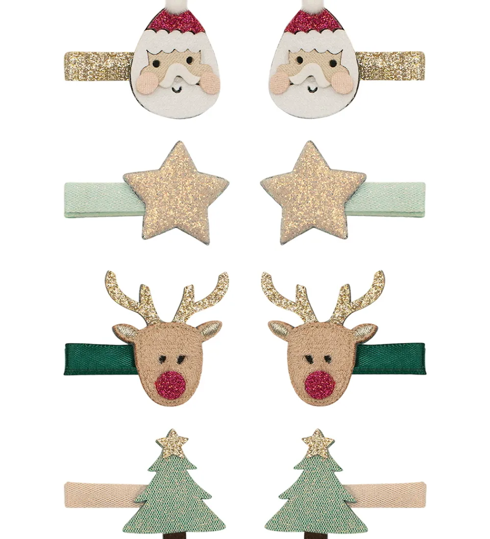 Hårspænder|Hårpynt-Mimi & Lula Hårklips - 8-pak - Mini Santa Christmas