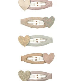 Hårspænder|Hårpynt-Mimi & Lula Hårspænder - 5-pak - 4 cm - Mini Heart Shimmer Encha
