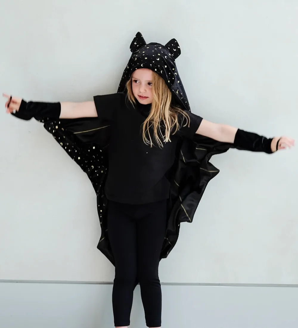 Mimi & Lula Udklædningstøj*Kappe m. Hætte - Black Bat Halloween